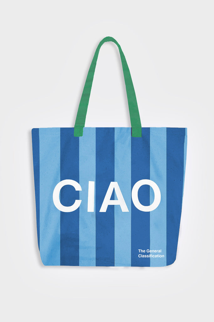 Bonjour Stripe Tote Bag Blue & Navy | The General Classification
