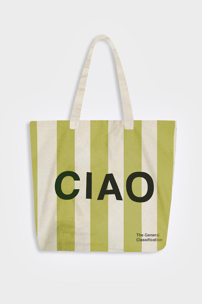 Ciao Stripe 7oz Canvas Tote Bag Natural