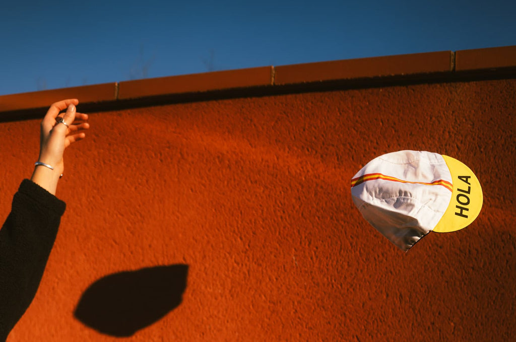 Picture of cycling cap being thrown